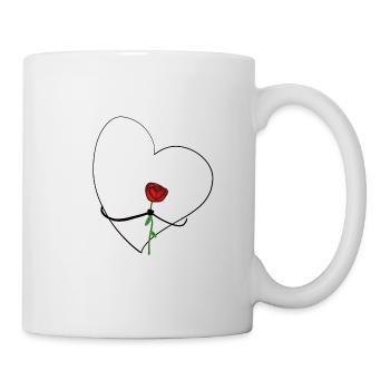 herz mit rose blume liebe - Tasse - Weiß - Rechts
