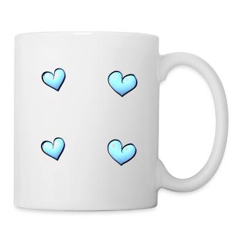 vier herzen symbol herz blau - Tasse - Weiß - Rechts