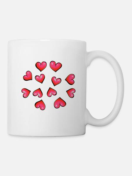 coeur motif rose coeur rose - Mug blanc - blanc