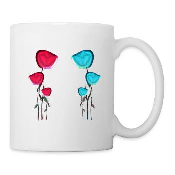 rose rosen blau pink symbol blume pflanze - Tasse - Weiß - Rechts