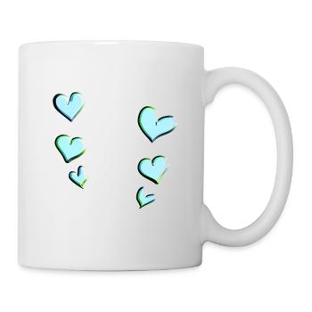 blaue herzen muster liebe - Tasse - Weiß - Rechts
