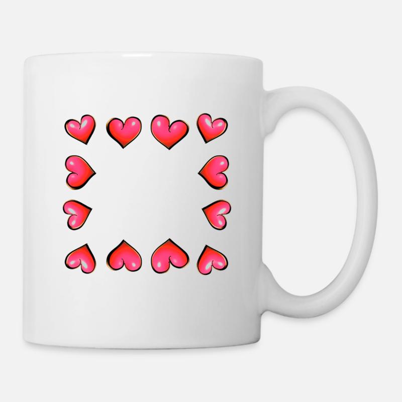 coeur cadre coeur rose - Mug blanc - blanc