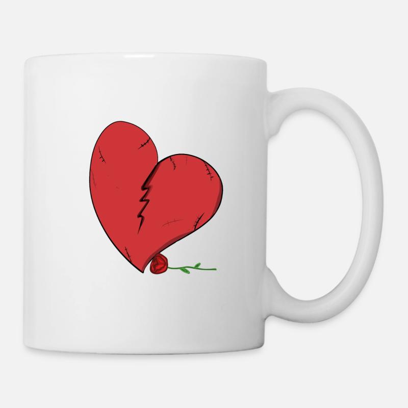 cœur brisé triste rouge - Mug blanc - blanc