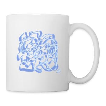 Abstraktes Blau - Tasse - Weiß - Rechts