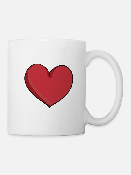 rouge dessin animé coeur symbole amour - Mug blanc - blanc