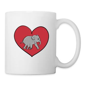 rotes Herz Tierliebe Elefant - Tasse - Weiß - Rechts