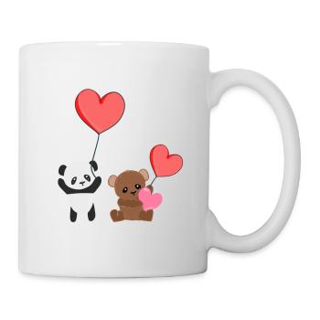 panda tier bär herzen süß - Tasse - Weiß - Rechts