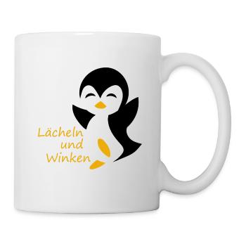 Pinguin Lächeln und Winken - Tasse - Weiß - Rechts