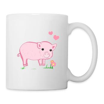 Fleur de cœur rose doux de porc - Mug blanc - blanc - Droite