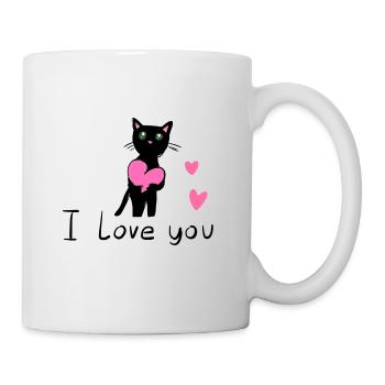 Katze mit rosa Herz Tier liebe - Tasse - Weiß - Rechts