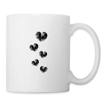fünf graue herzen muster - Tasse - Weiß - Rechts