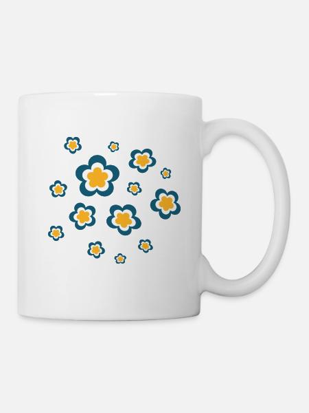 70er Jahre Blume Muster Retro Hippie Flowers Power - Tasse - Weiß