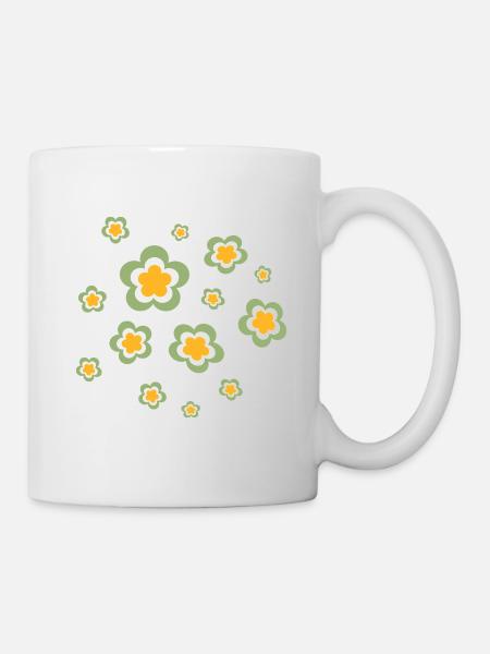 70er Jahre Blume Muster Retro Hippie Flowers Power - Tasse - Weiß