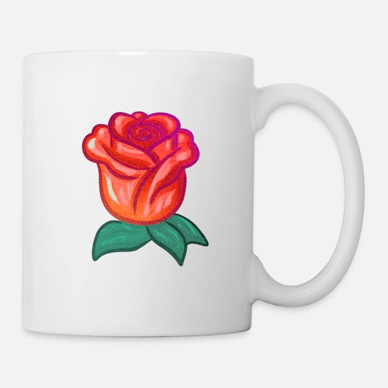 Plante Rouge Fleur Rose Paillettes - Mug blanc - blanc