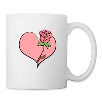 Rose Flower Heart Shape Symbol Pink - Mug - white - Right