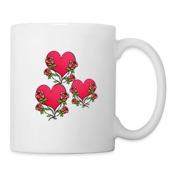 drei herzen blume herz form symbol - Tasse - Weiß - Rechts