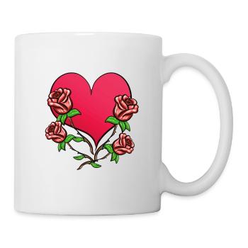 Rose Flower Heart Shape Symbol Roses - Mug - white - Right