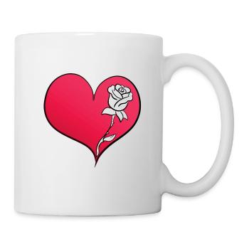 rose blume herz symbol pink - Tasse - Weiß - Rechts