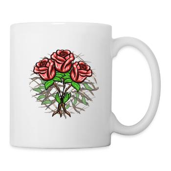 Crosses Pattern Cross Plants Roses - Mug - white - Right