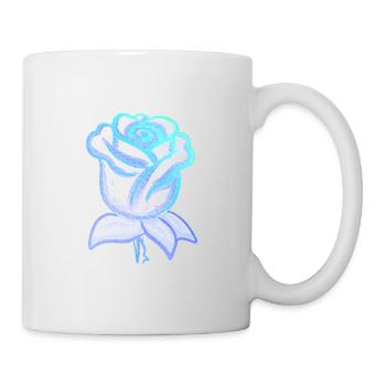 Fleur de rose bleu - Mug blanc - blanc - Droite