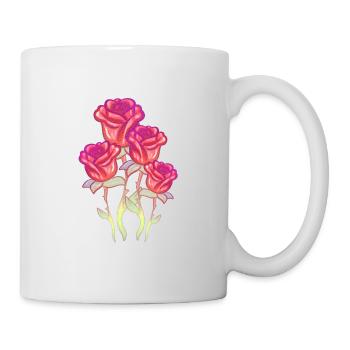 rote blumen blume rose glitzer - Tasse - Weiß - Rechts