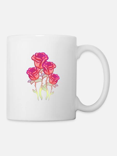 rote blumen blume rose glitzer - Tasse - Weiß