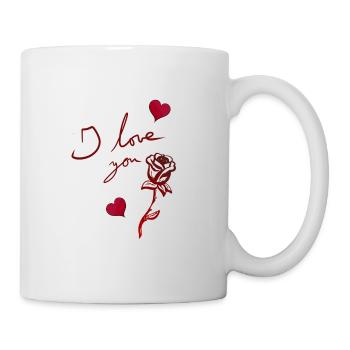 ich liebe dich rose blume herzen - Tasse - Weiß - Rechts