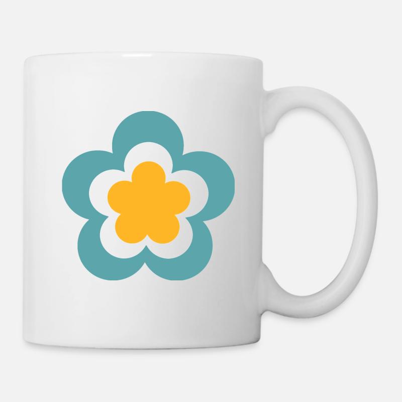 Années 70 Fleur Motif Rétro Hippie Fleurs Puissance - Mug blanc - blanc