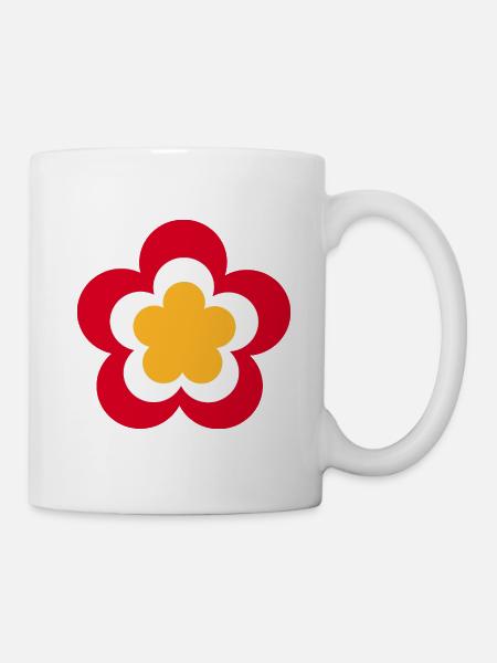 70er Jahre Blume Muster rot - Tasse - Weiß