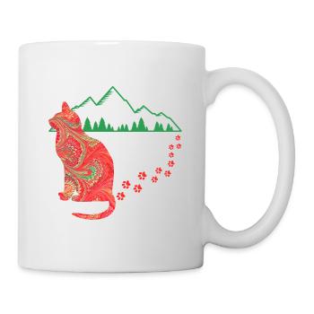 katze mit spuren e 91 - Tasse - Weiß - Rechts
