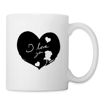 Coeur je t’aime fleurs Symbole de la Saint-Valentin - Mug blanc - blanc - Droite