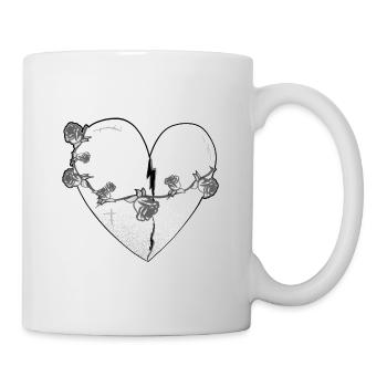 herz rosen narben grau symbol - Tasse - Weiß - Rechts