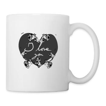 graues herz ich liebe dich blumen valentinstag sym - Tasse - Weiß - Rechts