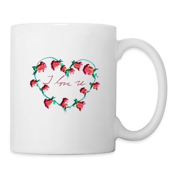 Plantes rouges Fleur de cœur Je t’aime - Mug blanc - blanc - Droite