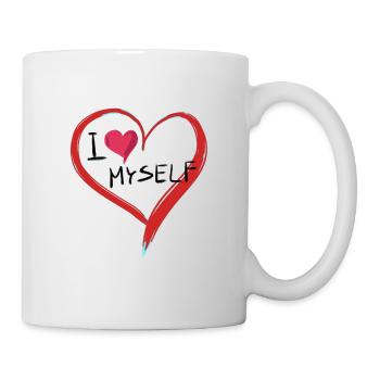 ich liebe mich herz text symbol form - Tasse - Weiß - Rechts