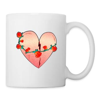 herz rosen narben rot symbol - Tasse - Weiß - Rechts