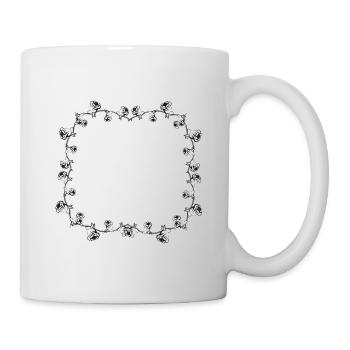 Frame Rose Flower Gray Square Flowers - Mug - white - Right