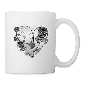 Heart Shape Symbol Pattern Roses Flowers Glitter - Mug - white - Right