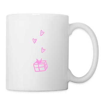 geschenk box rosa symbol weihnachten herzen - Tasse - Weiß - Rechts