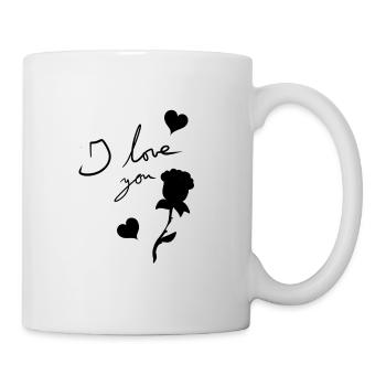 ich liebe dich rose blume herzen - Tasse - Weiß - Rechts