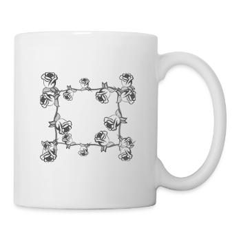 Gray plants line flower rose rectangle flowers - Mug - white - Right