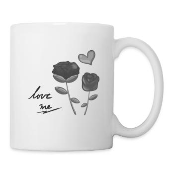 zwei blumen natur pflanzen blume grau - Tasse - Weiß - Rechts