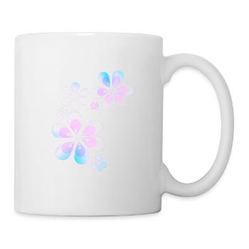 Pink Flowers Pattern Symbol Shape Flowers - Mug - white - Right