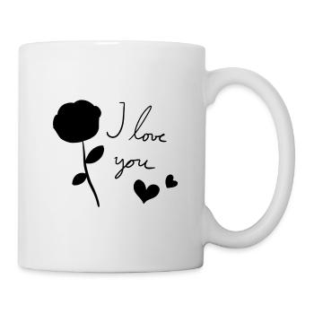 rose blume pflanze symbol ich liebe dich - Tasse - Weiß - Rechts