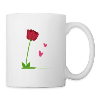 Cœurs de fleurs de rosier rouge - Mug blanc - blanc - Droite