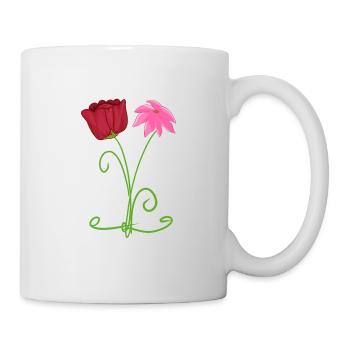 Deux fleurs roses plante rouge - Mug blanc - blanc - Droite
