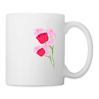 Pink Flowers Pattern Plant Symbol - Mug - white - Right
