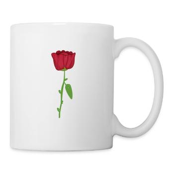 rote rose pflanze blume symbol romantisch - Tasse - Weiß - Rechts