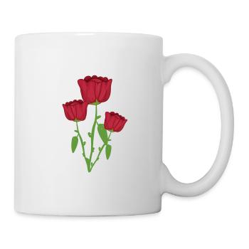 Trois Roses Fleur Végétale Rouge - Mug blanc - blanc - Droite