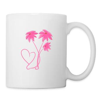 Pattern Pink Flowers Plant Heart - Mug - white - Right